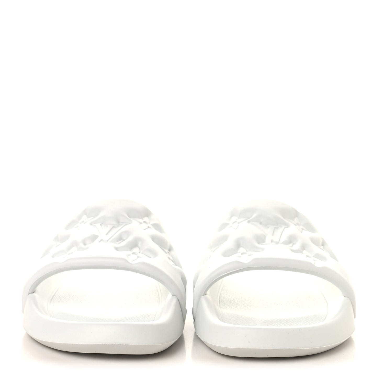 Rubber Embossed Monogram Mens Waterfront Mules 11 White
