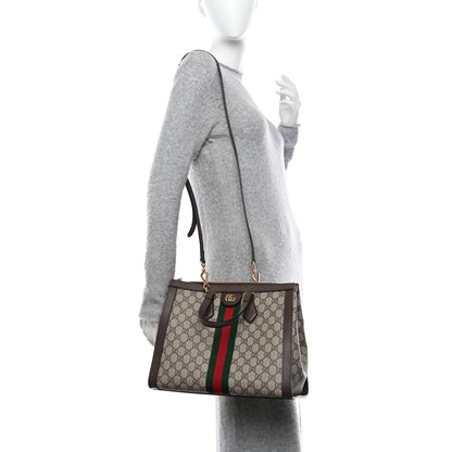 Gucci GG Supreme Monogram Web Medium Ophidia Tote Bag Brown 2 of 10
