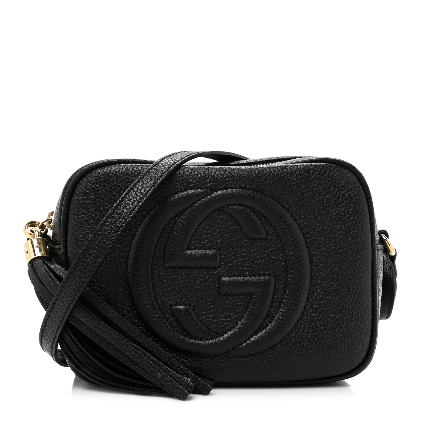 Pebbled Calfskin Small Soho Disco Bag Black
