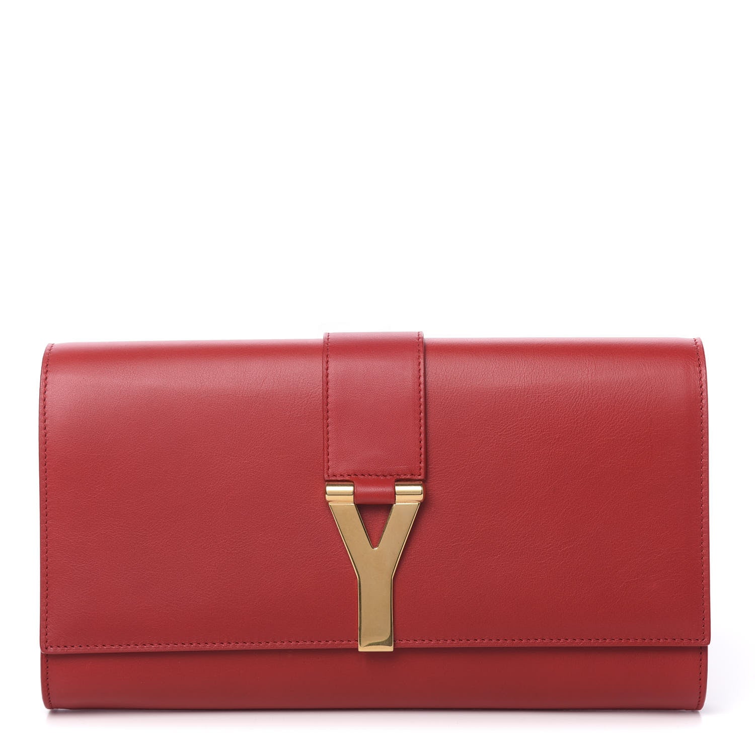 Saint Laurent Calfskin Classic Y Ligne Clutch Red 1 of 10