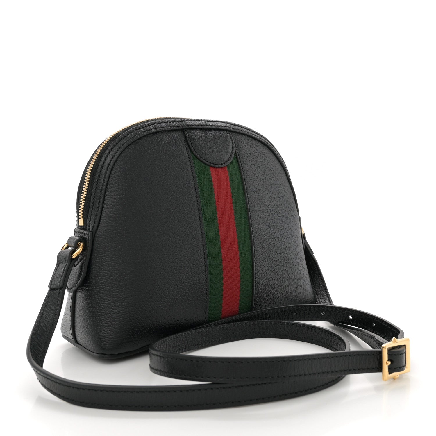 Gucci Calfskin GG Web Small Ophidia Dome Shoulder Bag Black 3 of 10