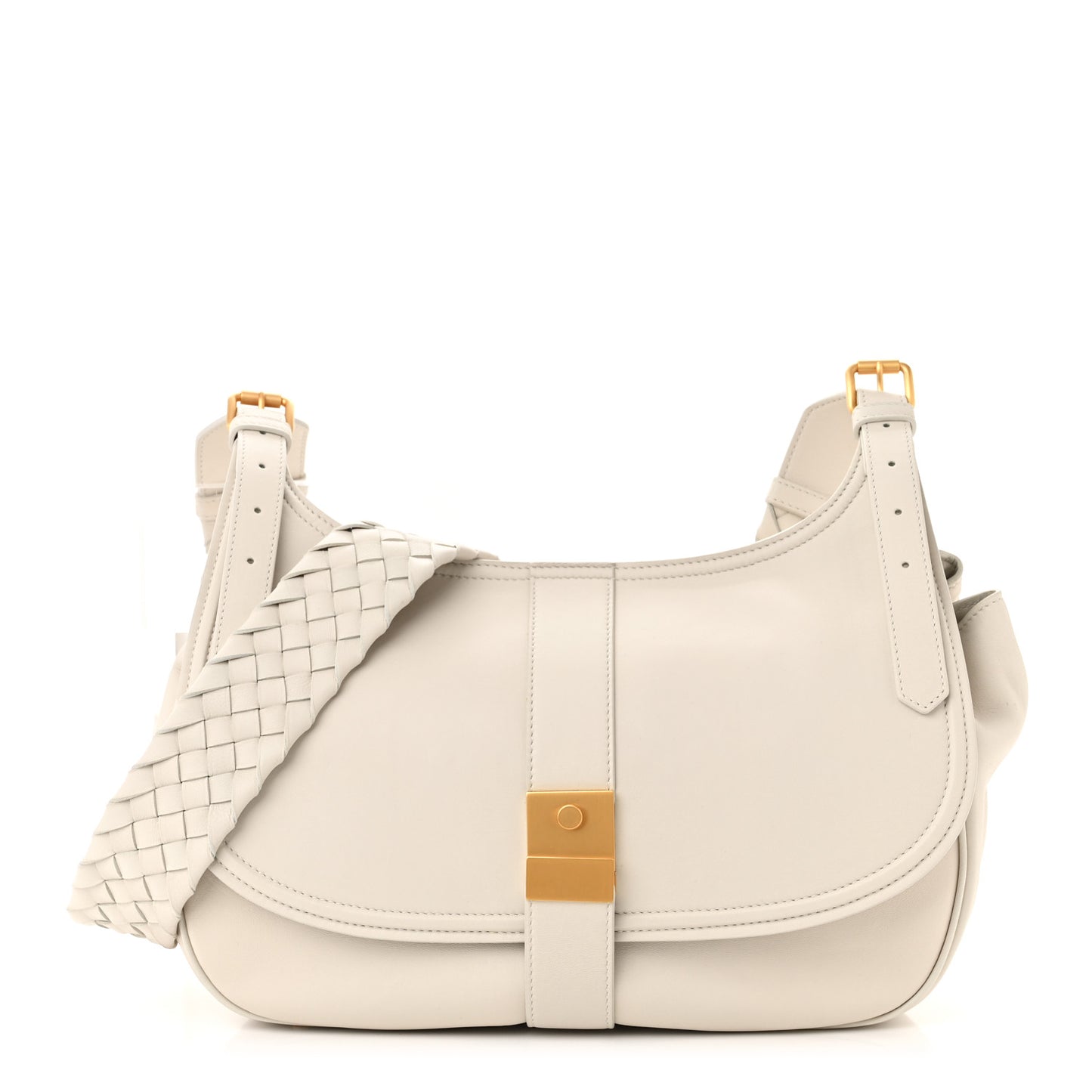 Nappa Intrecciato Strap Shoulder Bag White