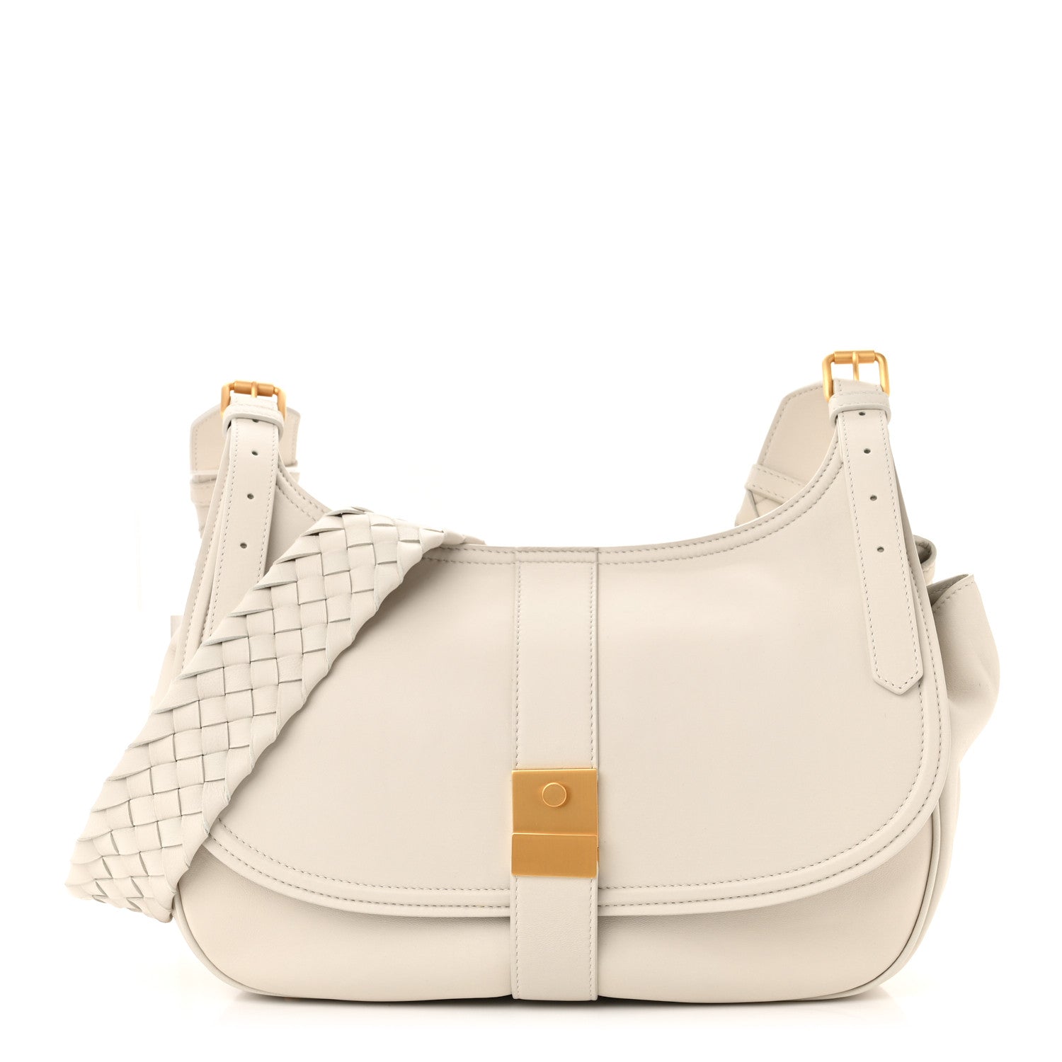 Bottega Veneta Nappa Intrecciato Strap Shoulder Bag White 1 of 10