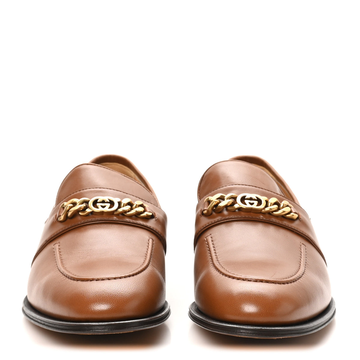 Gucci Supple Lambskin Mens Chain Interlocking G Loafers 9.5 Cuir 3 of 10