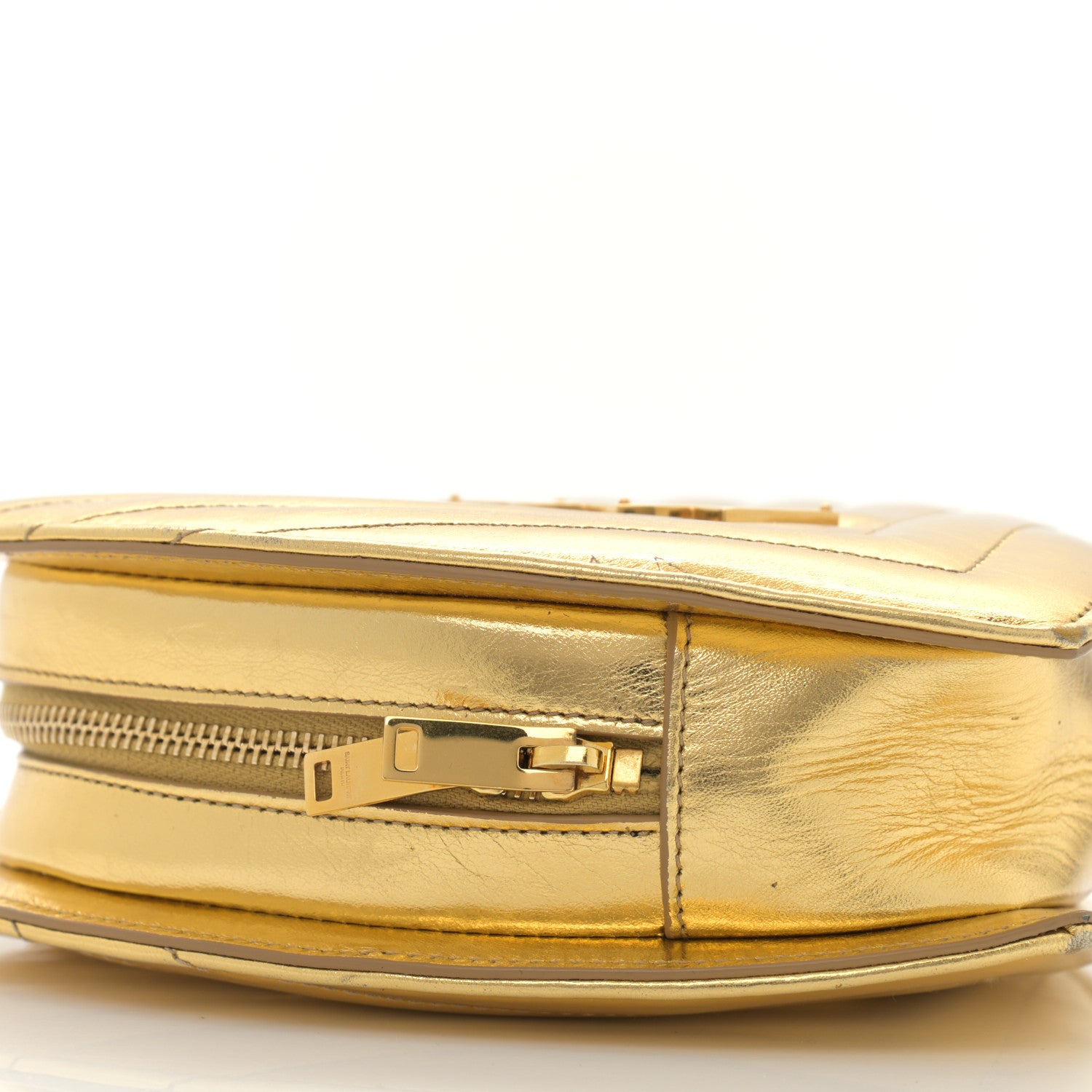 Saint Laurent Metallic Calfskin Matelasse Chevron Monogram Small Love Heart Chain Bag Gold 9 of 10