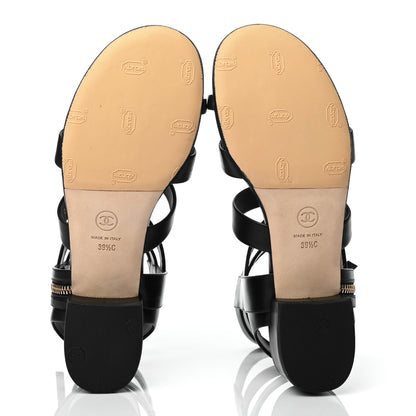 Chanel Calfskin Gladiator Sandals 39.5 Black 5 of 9