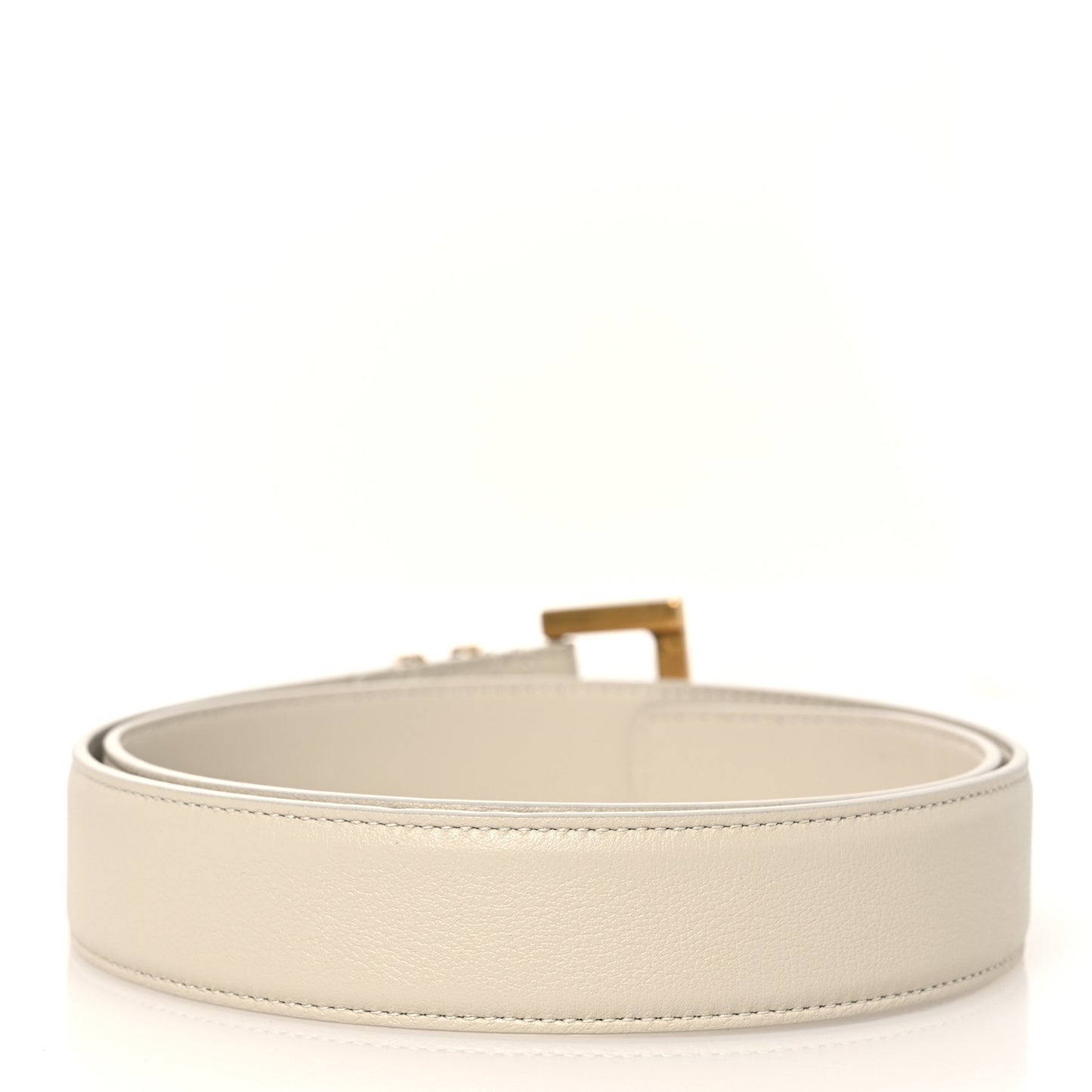 Smooth Calfskin Monogram Square Buckle Belt 75 30 Crema Soft