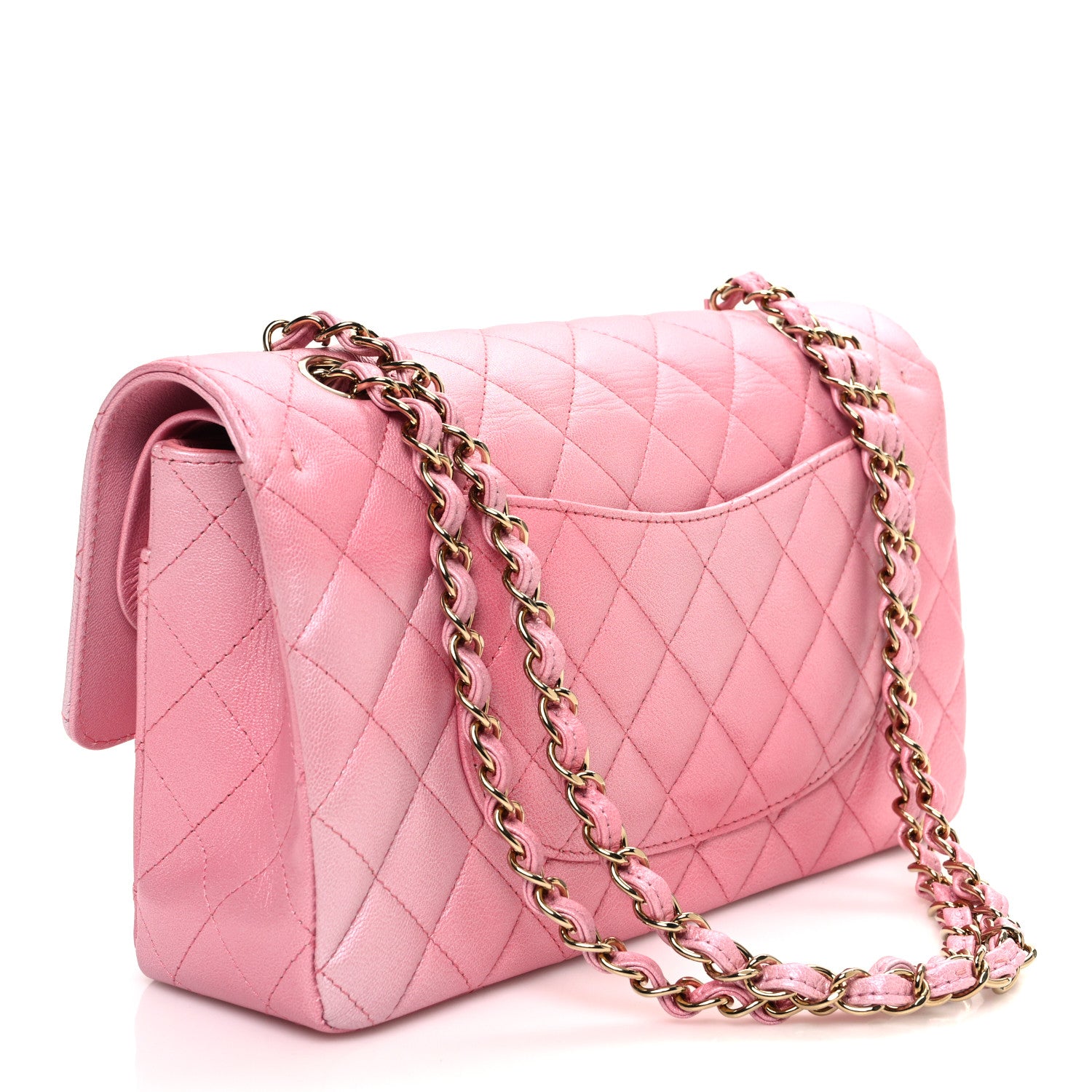Chanel Metallic Goatskin Ombre Quilted Medium Double Flap Pink 3 of 10
