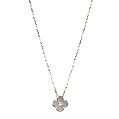 Van Cleef & Arpels 18K Rose Gold Diamond Grey Mother of Pearl Vintage Alhambra Pendant Necklace 1 of 7
