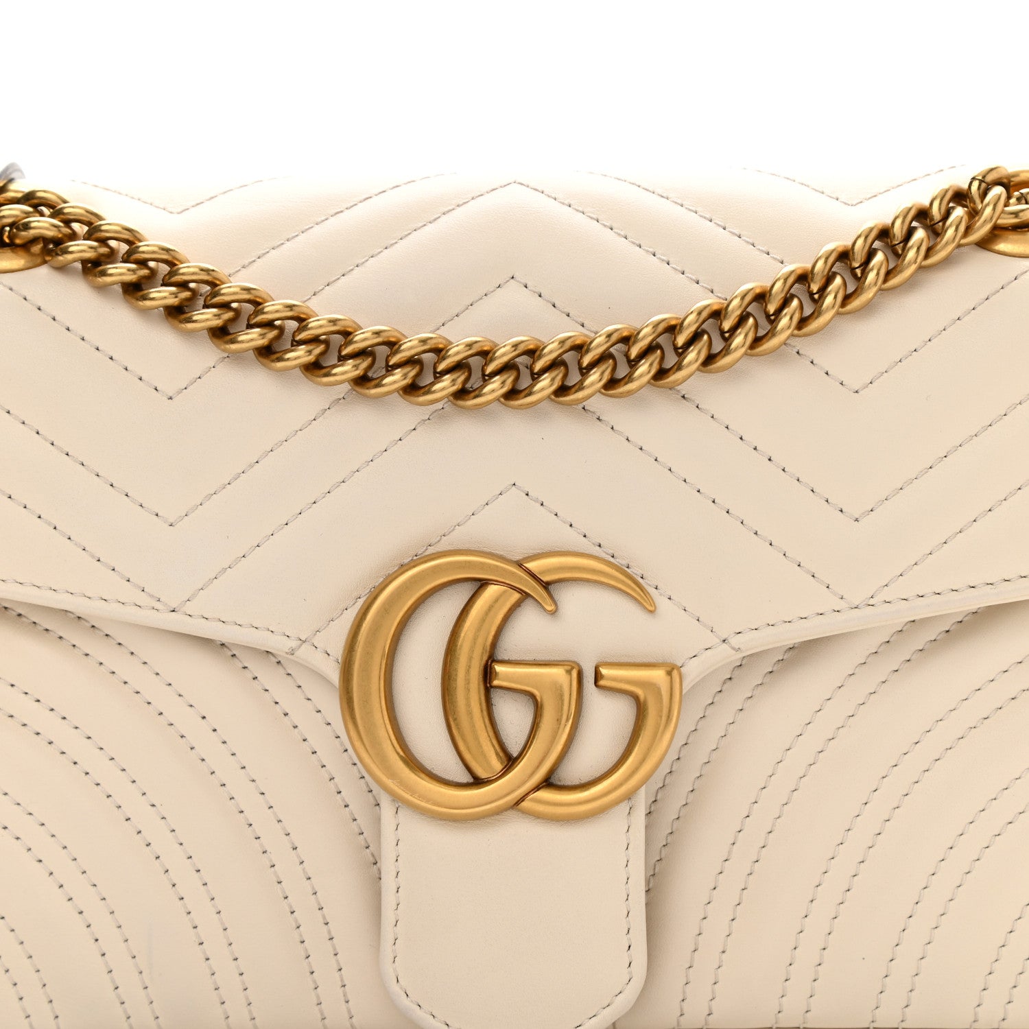 Gucci Calfskin Matelasse Small GG Marmont Shoulder Bag White 9 of 12