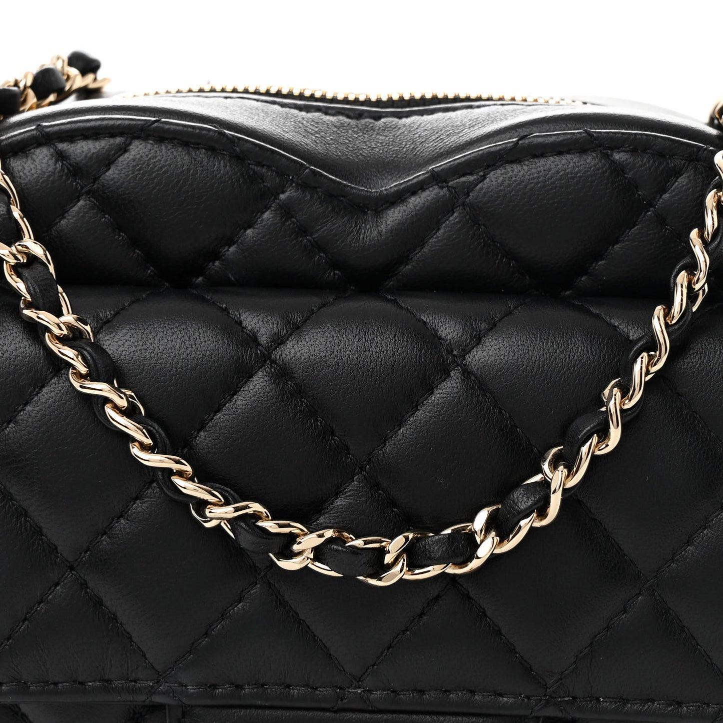 Lambskin Quilted CC In Love Heart Bag Black