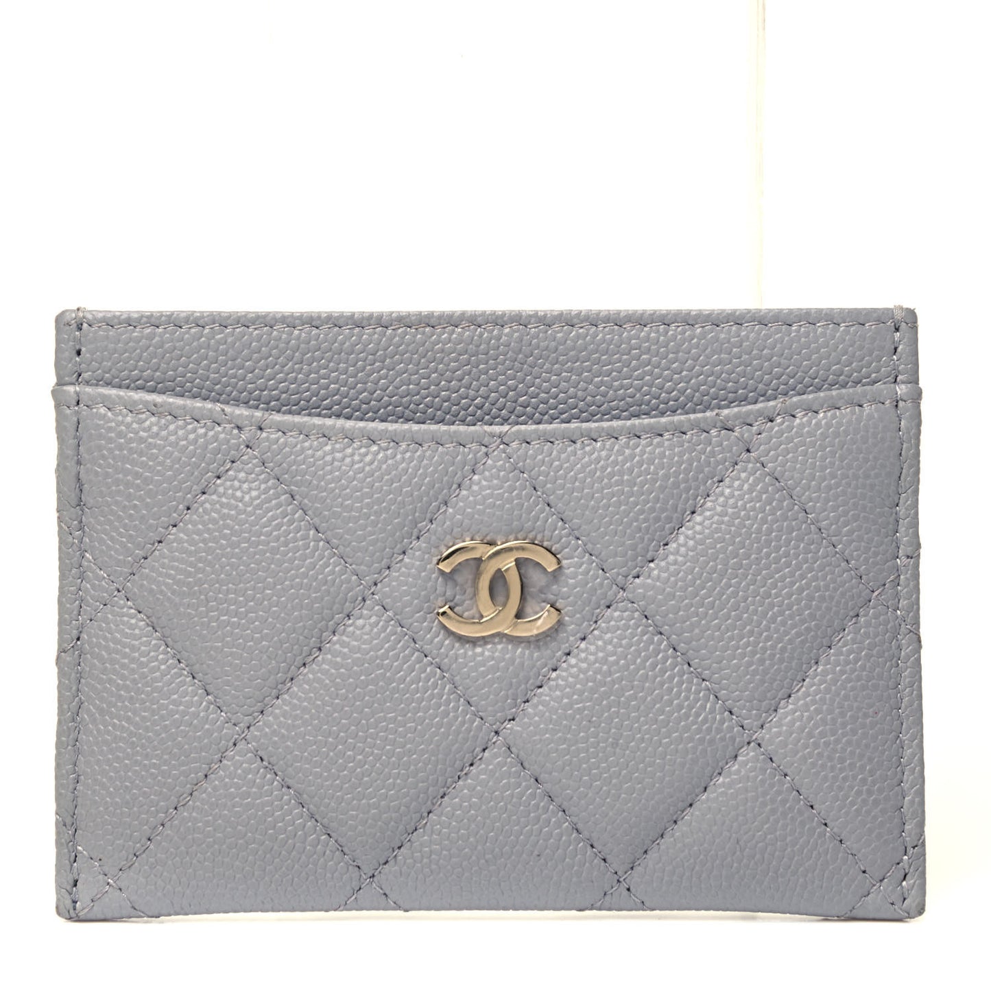 Caviar Quilted Card Holder Grey