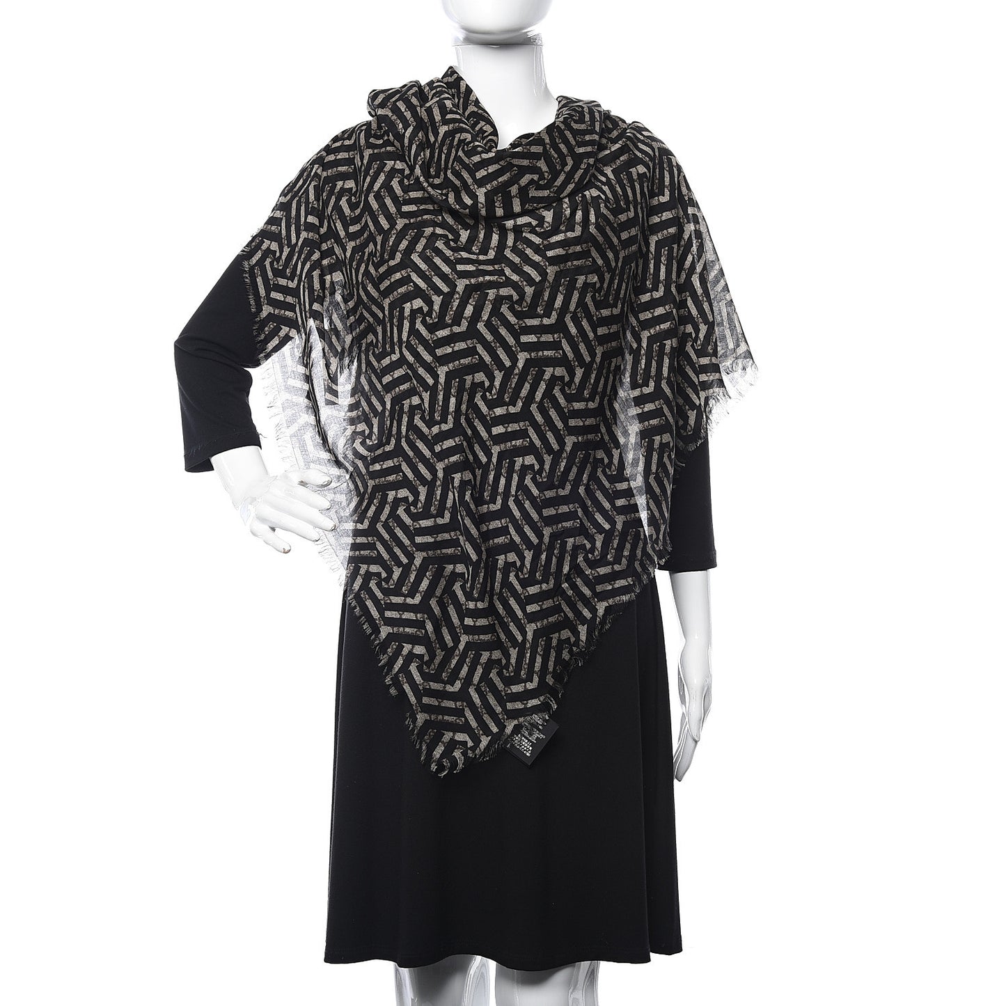Modal Silk Monogram Mokki Square Scarf Rope Black