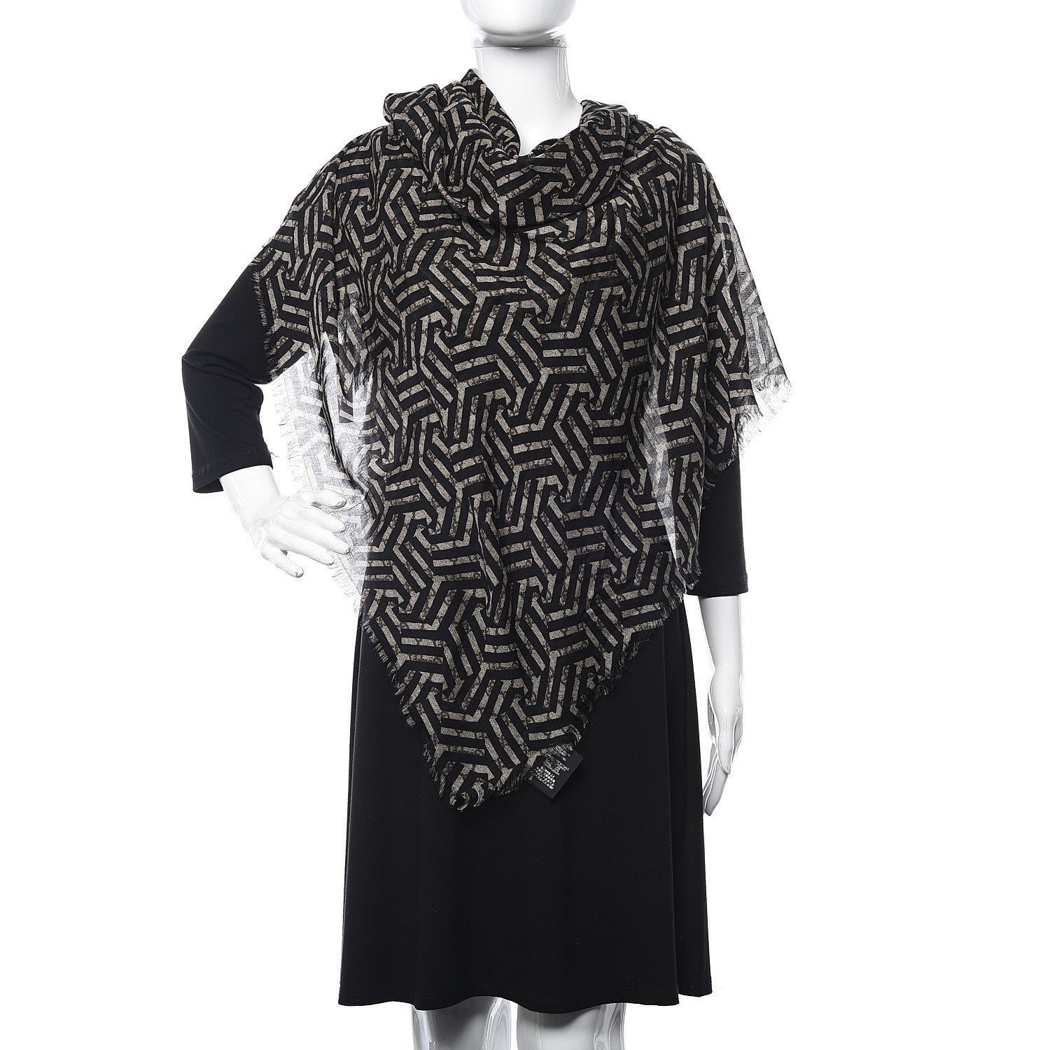 Gucci Modal Silk Monogram Mokki Square Scarf Rope Black 2 of 3