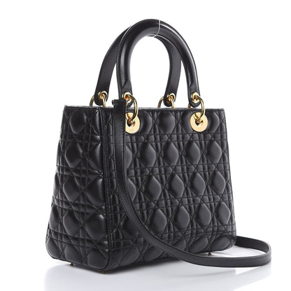 Christian Dior Lambskin Cannage Medium Lady Dior Black 3 of 13