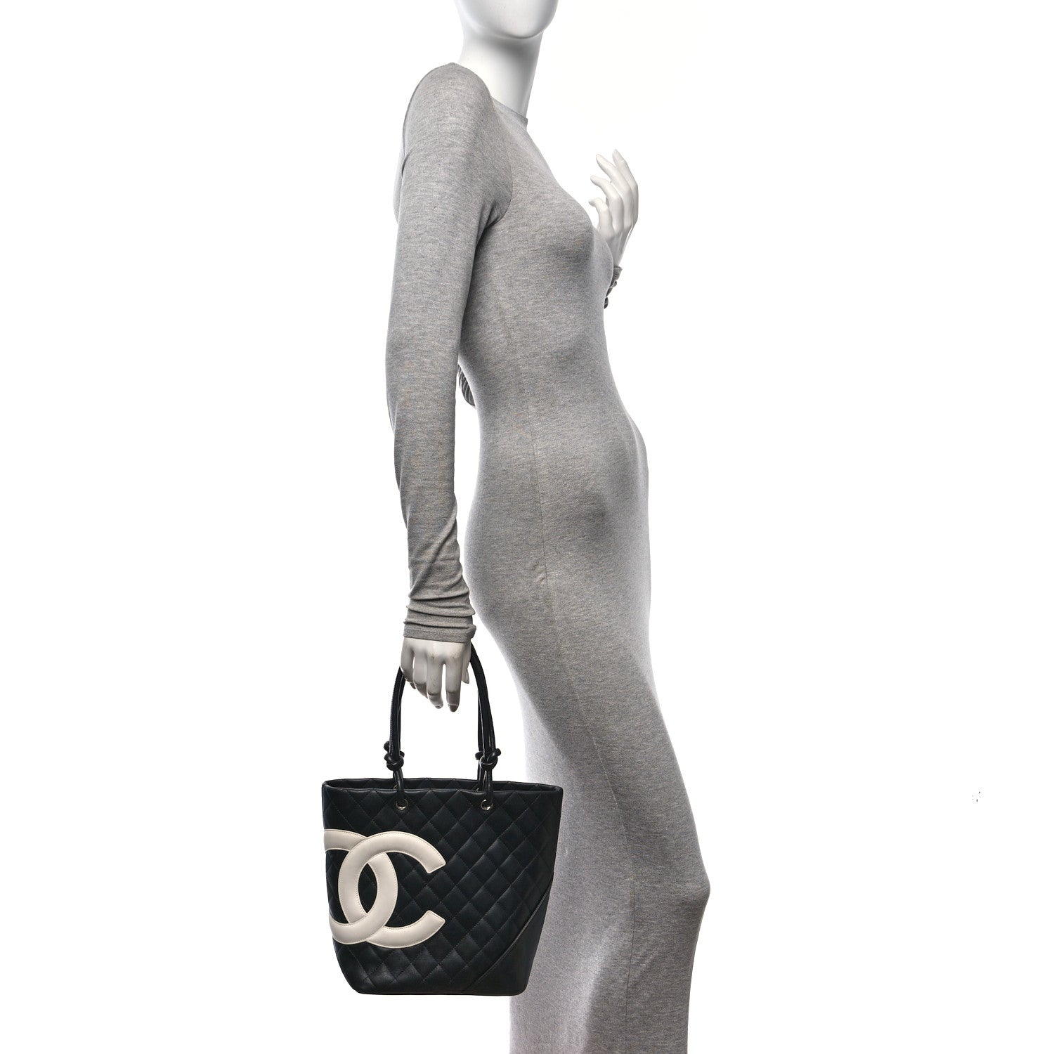 Chanel Calfskin Quilted Medium Cambon Tote Black White 2 of 10
