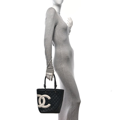 Chanel Calfskin Quilted Medium Cambon Tote Black White 2 of 10