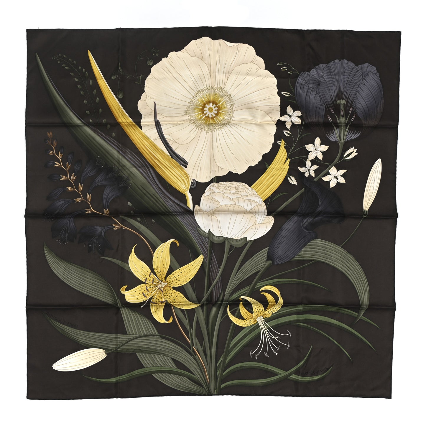 Silk Bouquet Final Scarf 90 Ebene Sable Vert