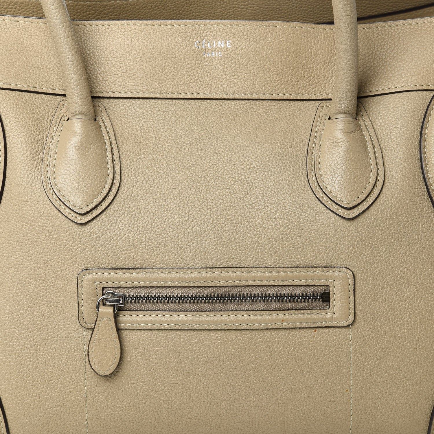 Celine Drummed Calfskin Shoulder Luggage Dune 9 of 9