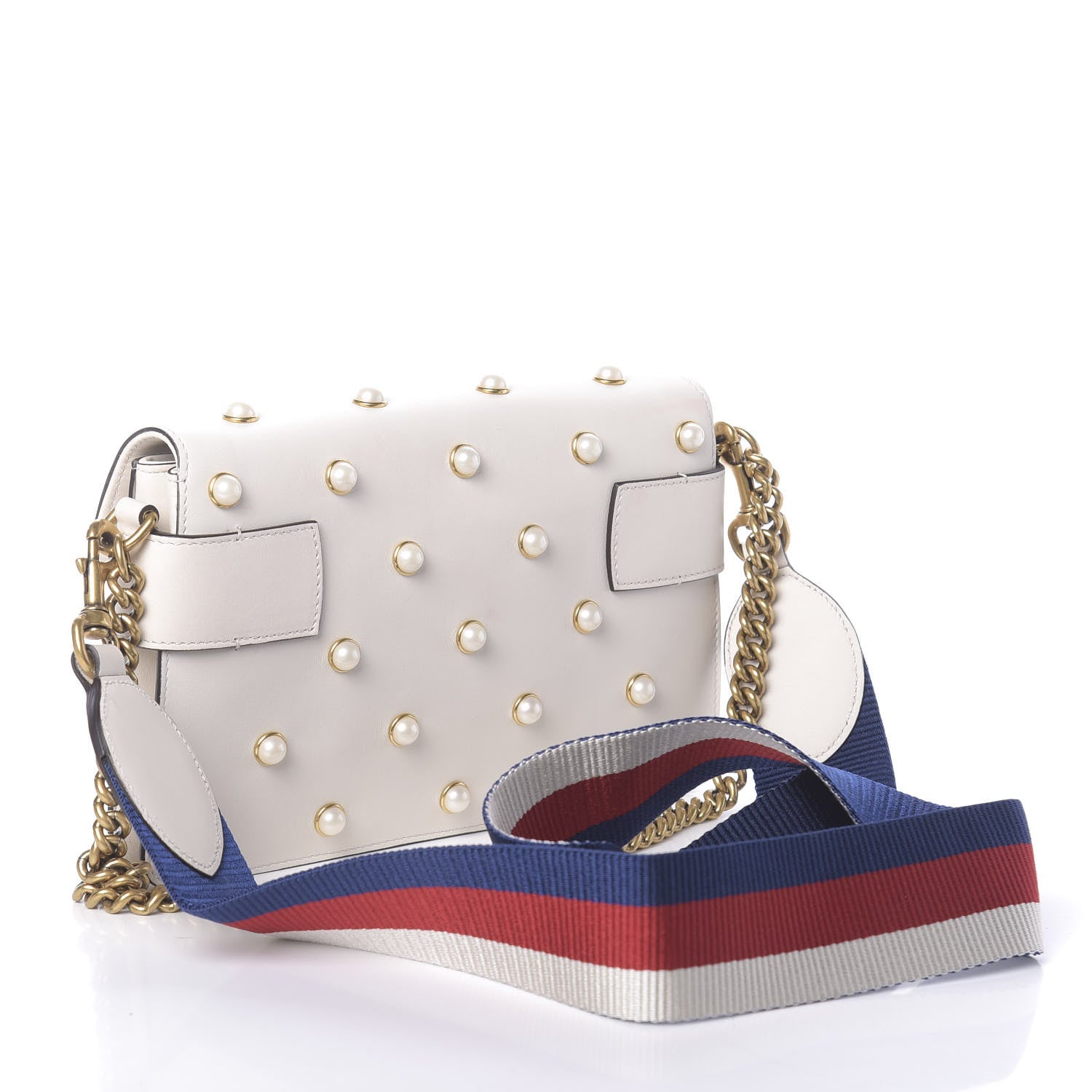 Gucci Nappa Pearl Studded Mini Queen Margaret Broadway Shoulder Bag Mystic White 4 of 10