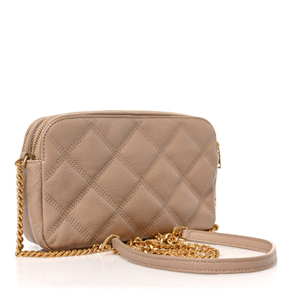 Saint Laurent Grained Lambskin Quilted Mini Becky Double Zip Bag Natural Tan 3 of 10