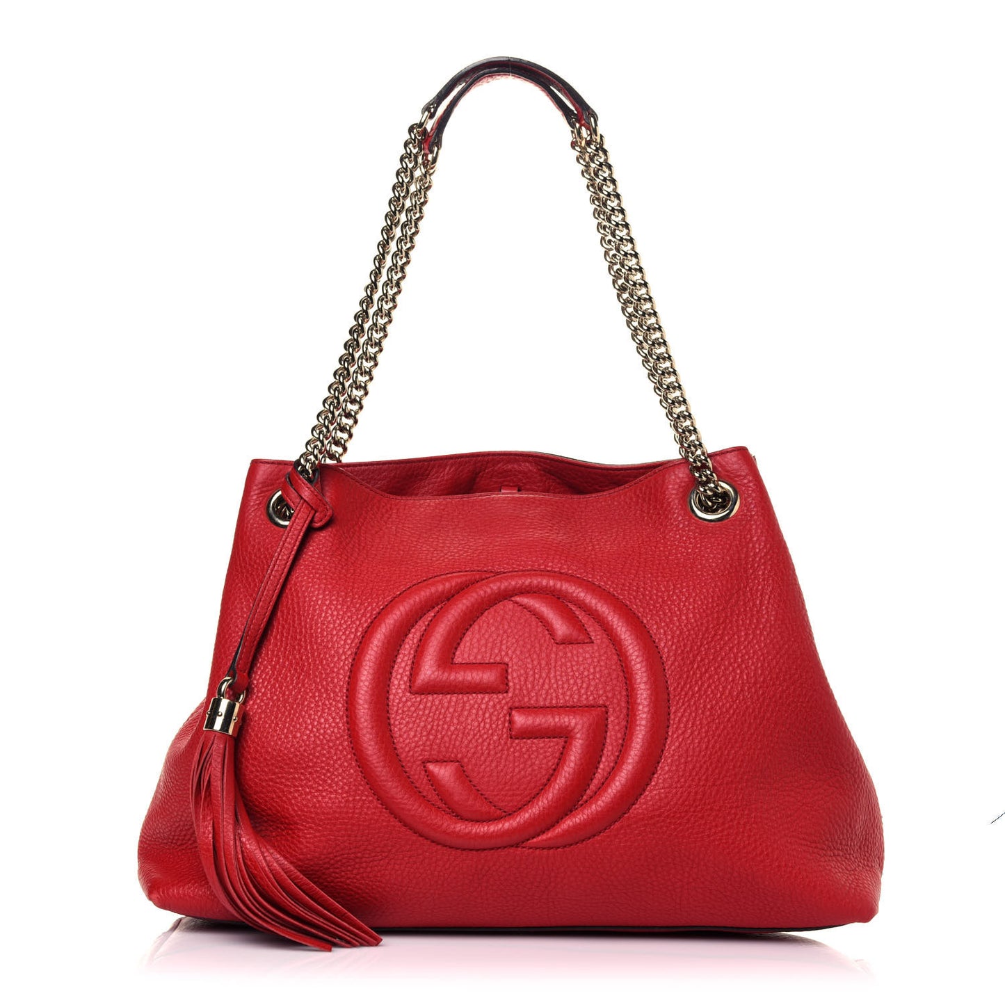 Pebbled Calfskin Medium Soho Chain Shoulder Bag Tabasco Red