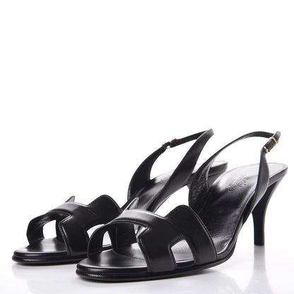 Hermes Calfskin Night 70 Slingback Sandals 38.5 Black 3 of 8