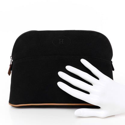 Hermes Cotton Canvas Bolide Travel Cosmetic Pouch MM Black 2 of 9