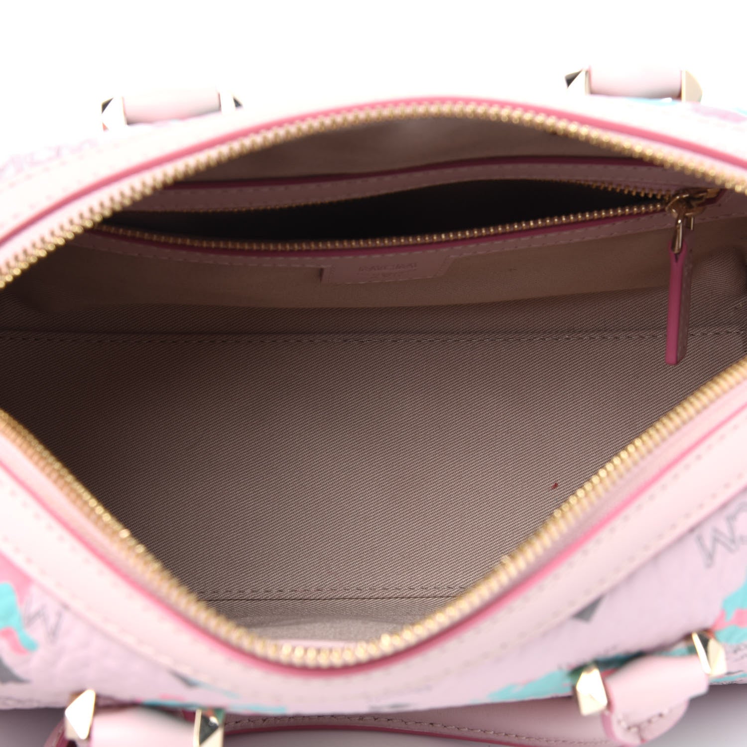 MCM Visetos Floral Leopard Essential Boston Bag Pink 3 of 4