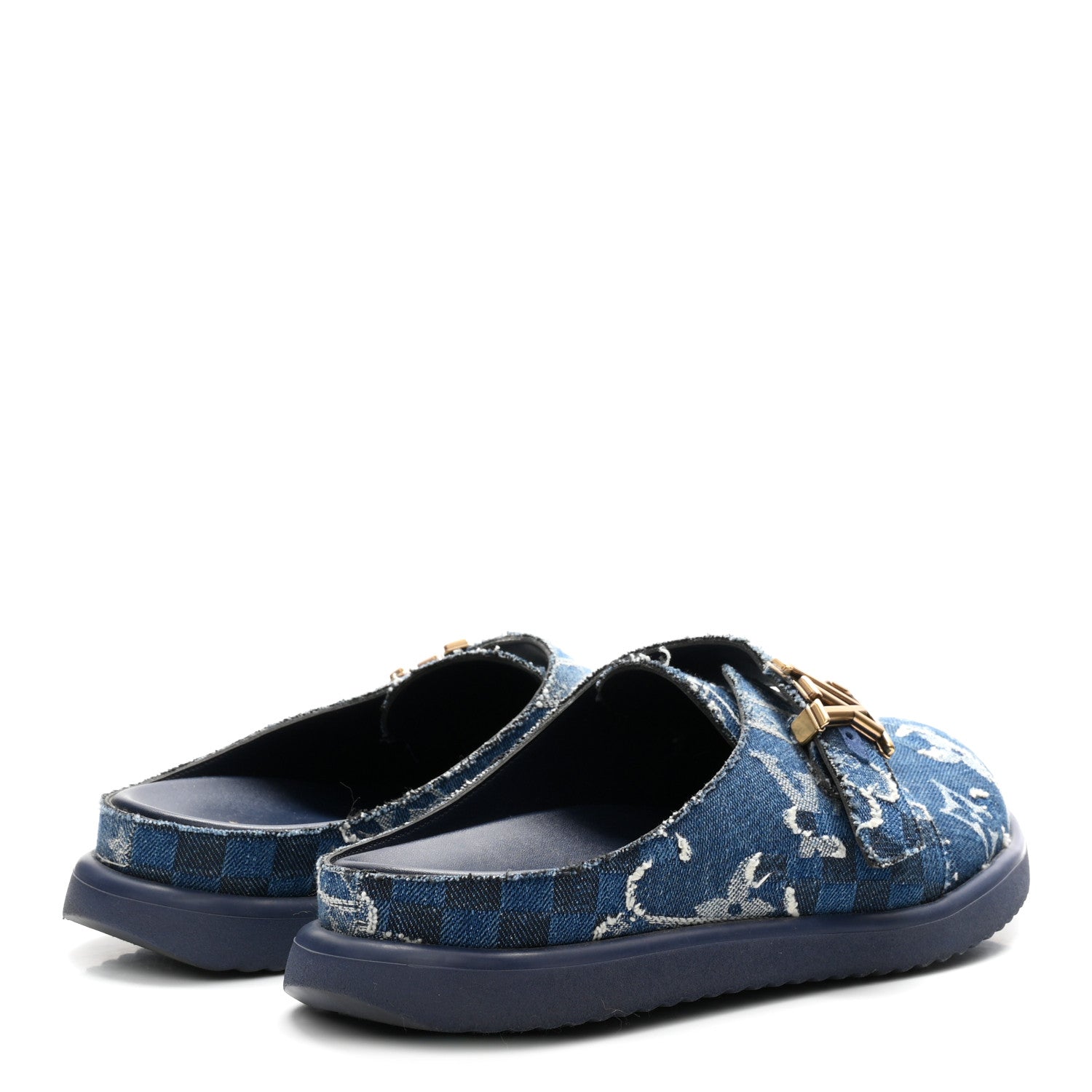 Louis Vuitton Monogram Patchwork Denim LV Easy Mule 11 Navy Blue 5 of 9