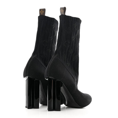 Louis Vuitton Monogram Stretch Fabric Silhouette Ankle Boots 39 Black 4 of 8