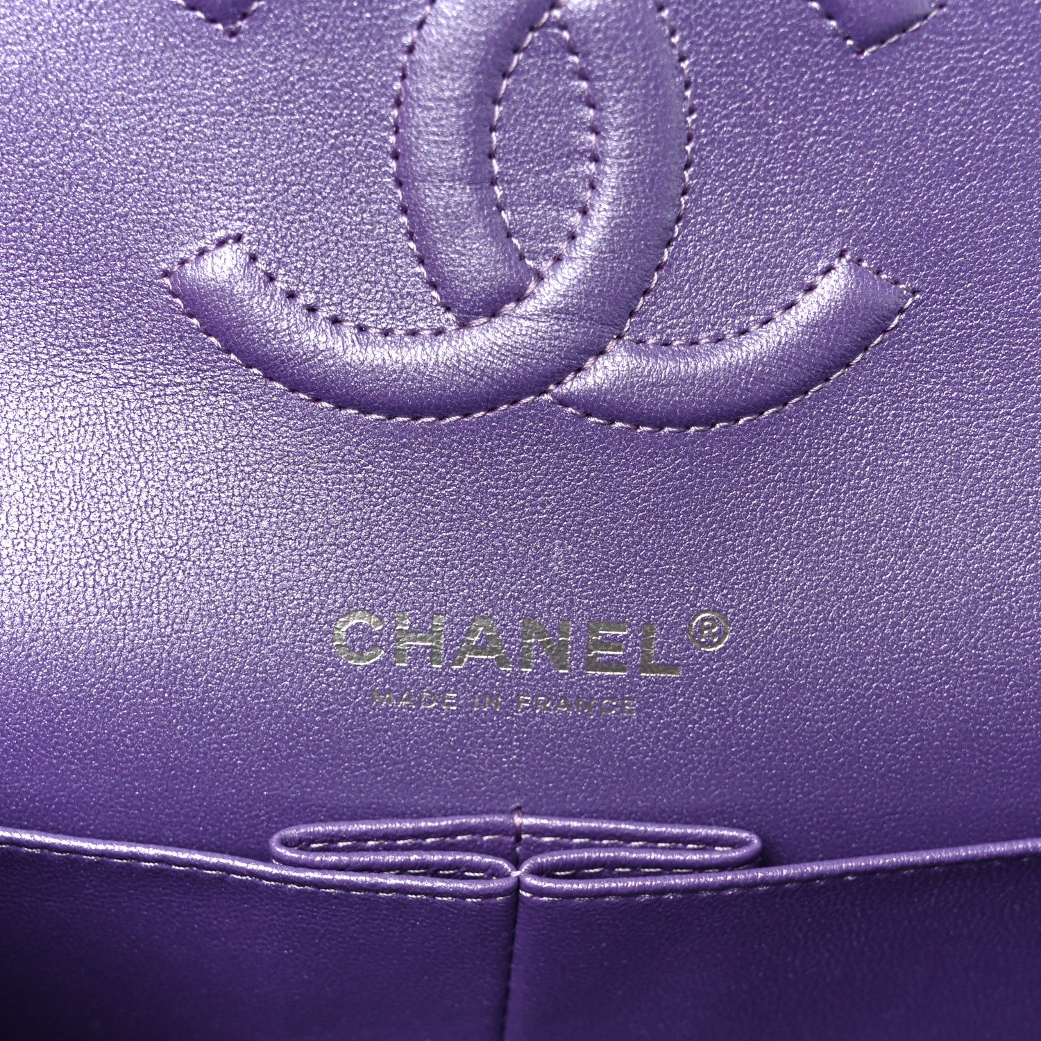 Chanel Metallic Lambskin Quilted Medium Double Flap Purple 5 of 11