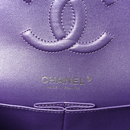 Chanel Metallic Lambskin Quilted Medium Double Flap Purple 5 of 11