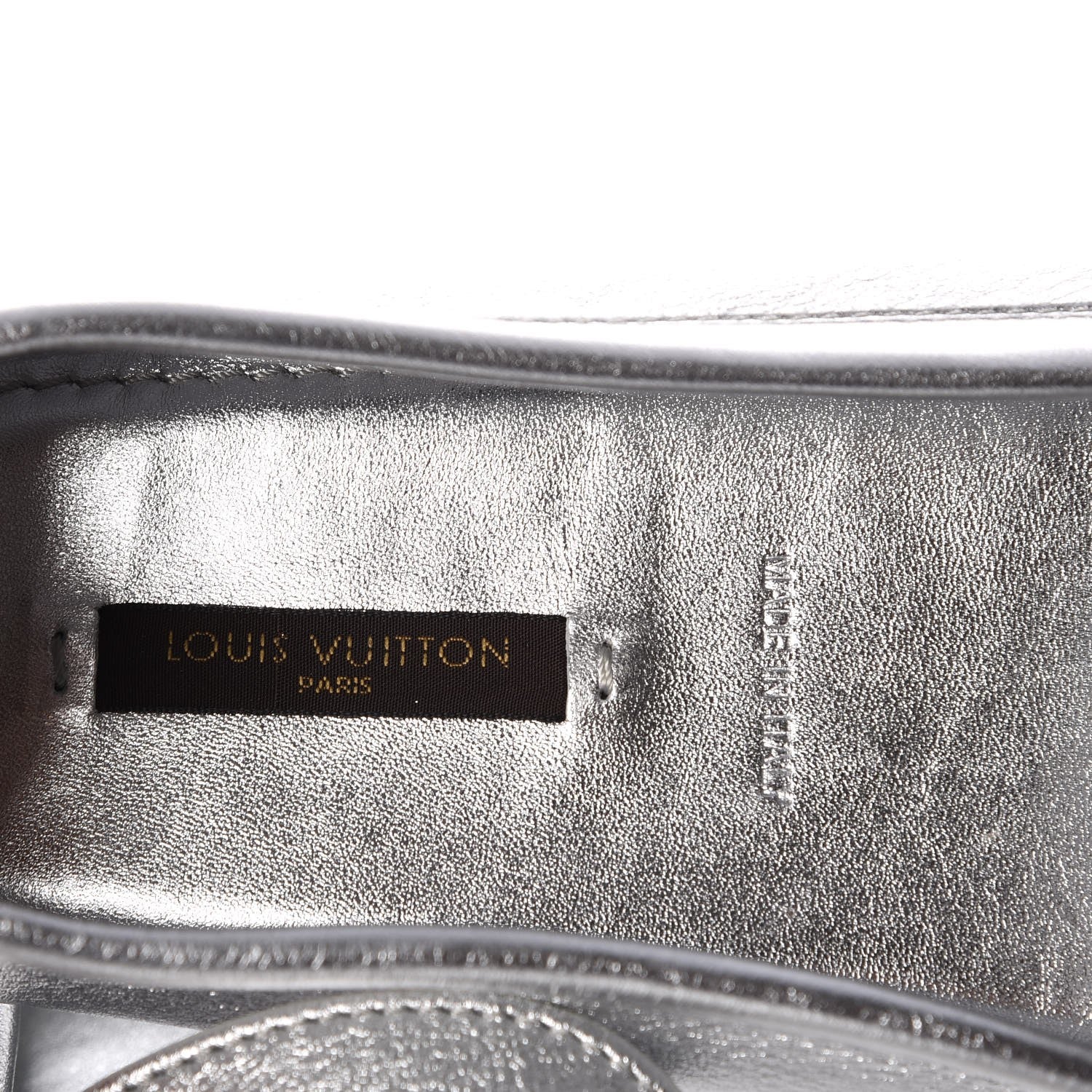 Louis Vuitton Metallic Calfskin Lombok Mocassin Loafer 38.5 Silver 6 of 14