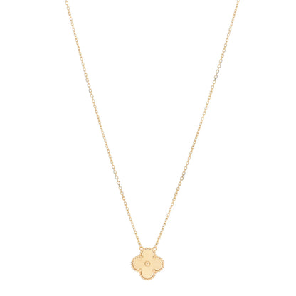 Van Cleef & Arpels 18K Yellow Gold Guilloche Vintage Alhambra Pendant Necklace 1 of 5