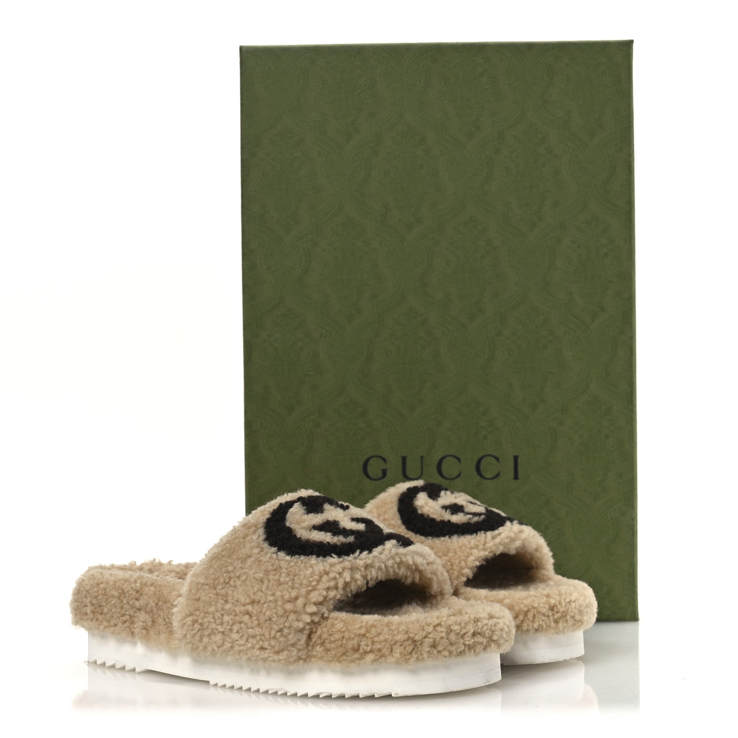 Gucci Shearling Womens Eileen Slide Sandals 38 Cocoa Butterscotch 11 of 11