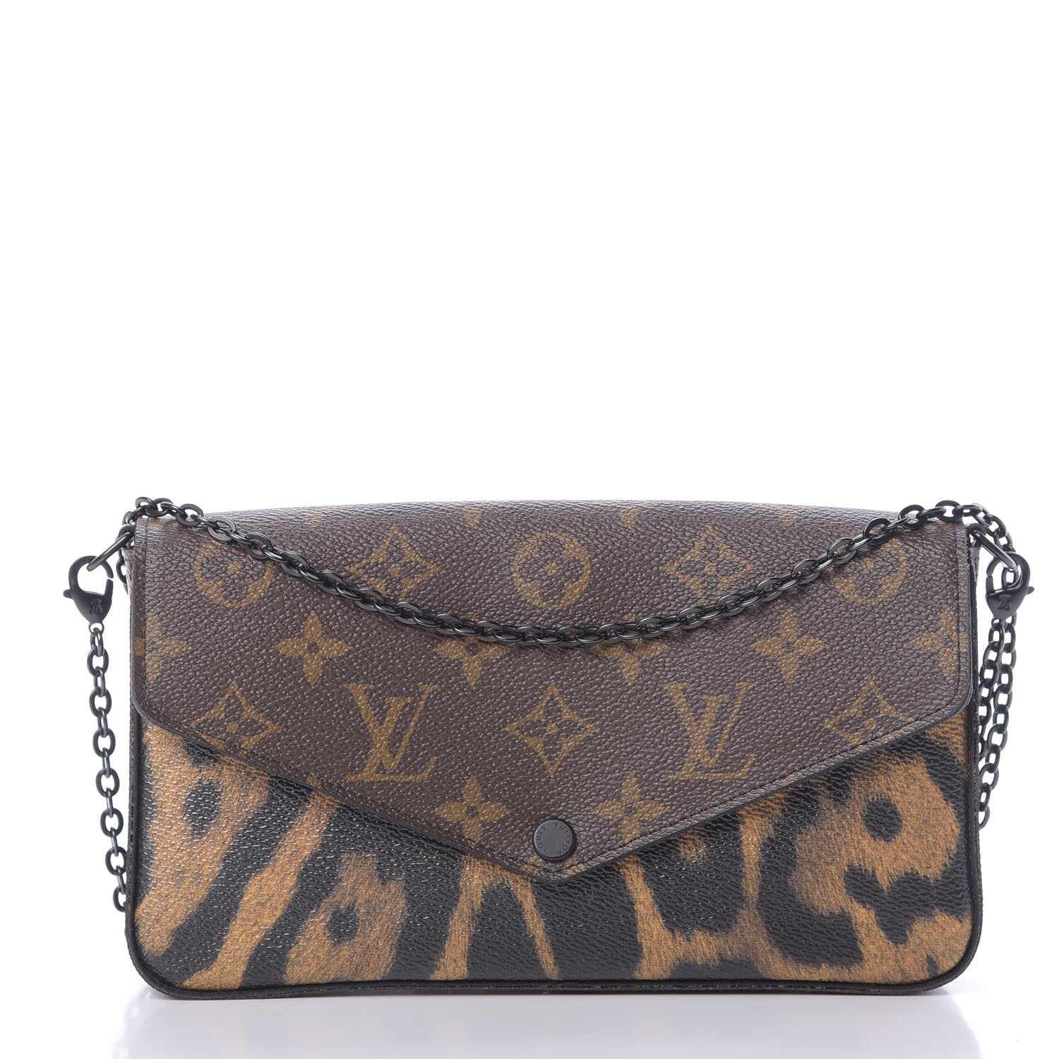 Louis Vuitton Monogram Animal Print Pochette Felicie Chain Wallet 1 of 13