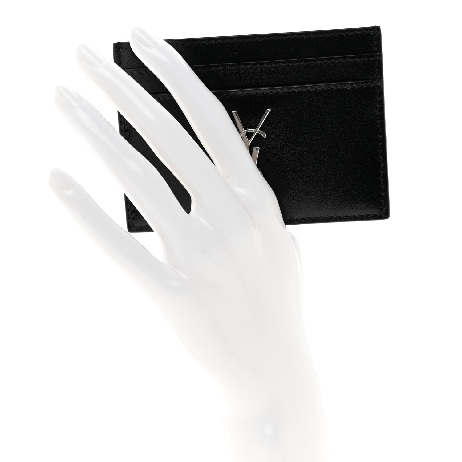 Saint Laurent Calfskin Monogram Credit Card Case Black 2 of 7