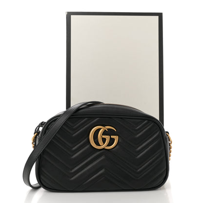 Gucci Calfskin Matelasse Small GG Marmont Chain Shoulder Bag Black 12 of 12
