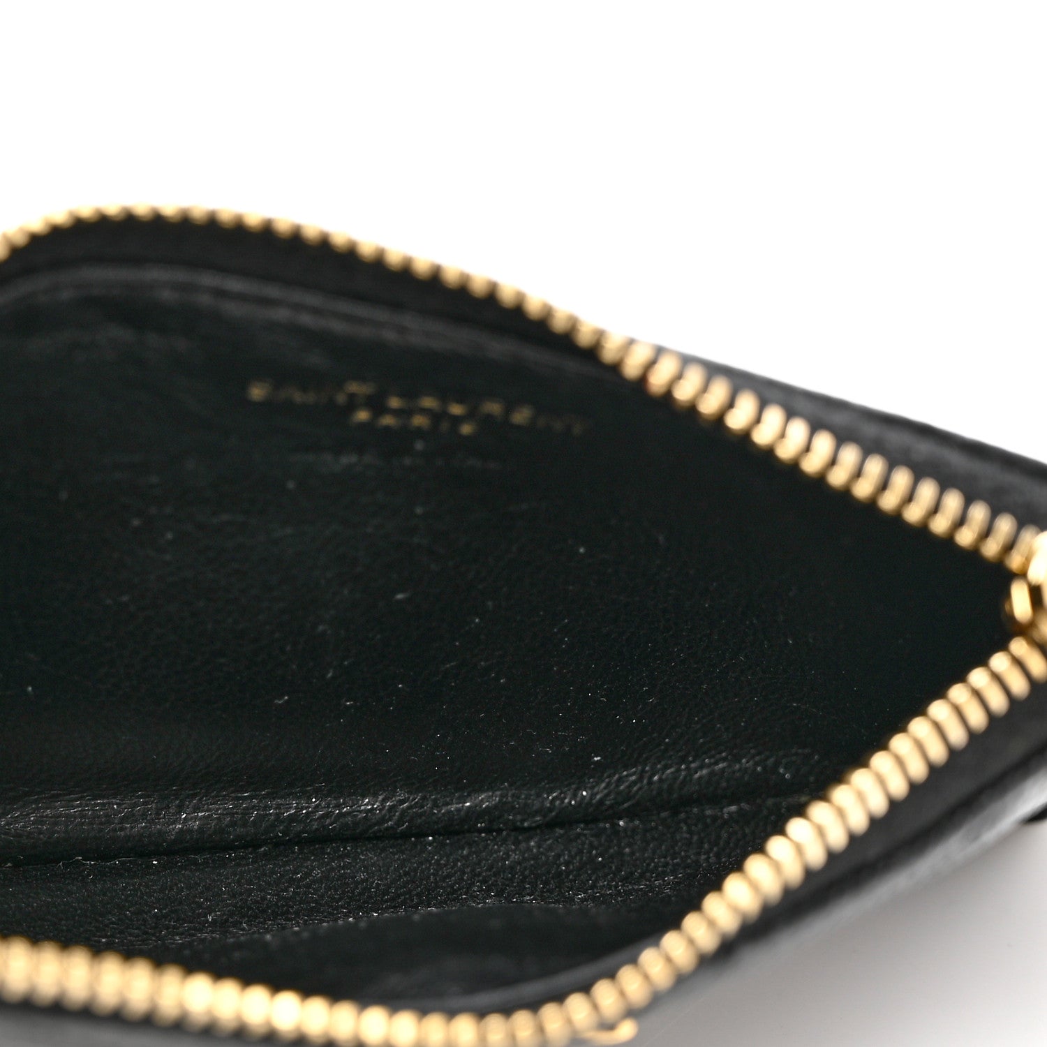 Saint Laurent Grain De Poudre Matelasse Chevron Monogram Fragments Zippered Card Case Black 5 of 7