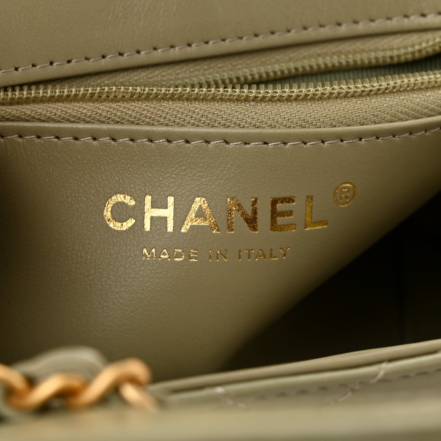 Shiny Aged Calfskin Quilted Nano Kelly Shopper Khaki