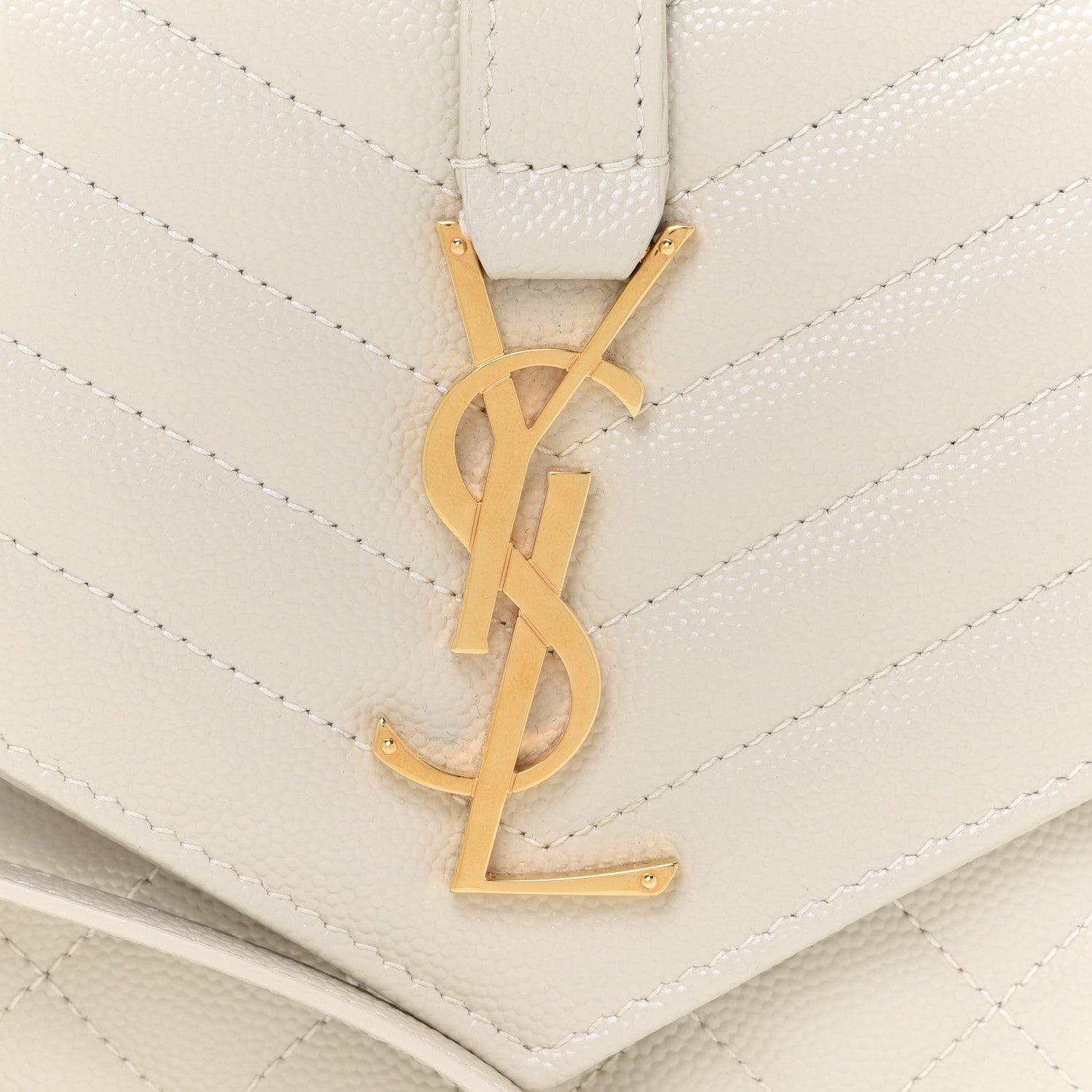 Saint Laurent Grain De Poudre Textured Mixed Matelasse Triquilt Monogram Clutch Blanc Vintage 8 of 13