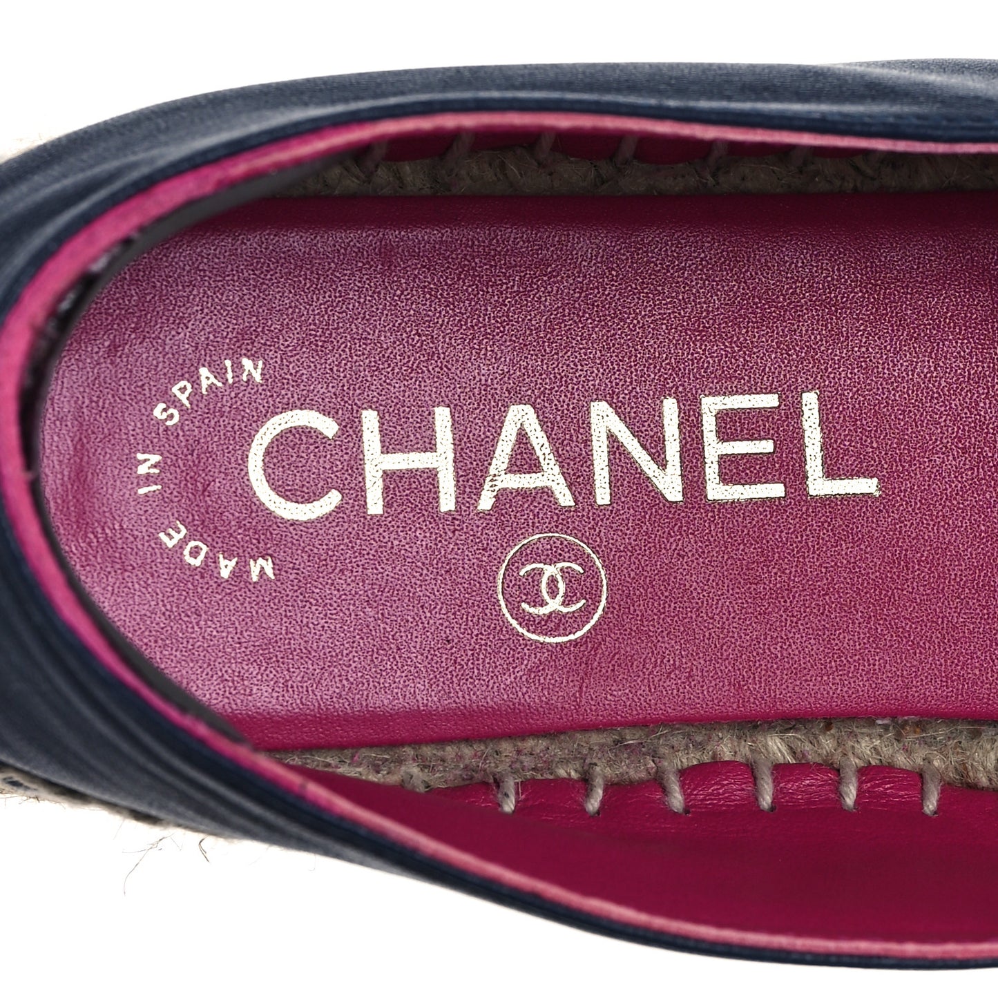 Lambskin CC Espadrilles 36 Navy Fuchsia Black