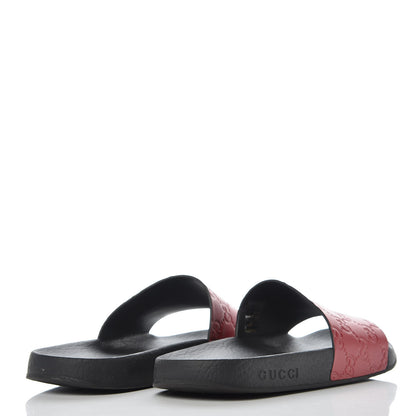 Gucci Guccissima Signature Womens Slide Sandals 39 Hibiscus Red 4 of 9