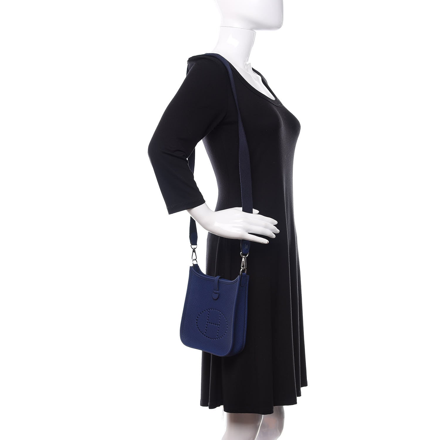 Hermes Taurillon Clemence Amazone Evelyne TPM Blue Saphir Blue Indigo 2 of 11