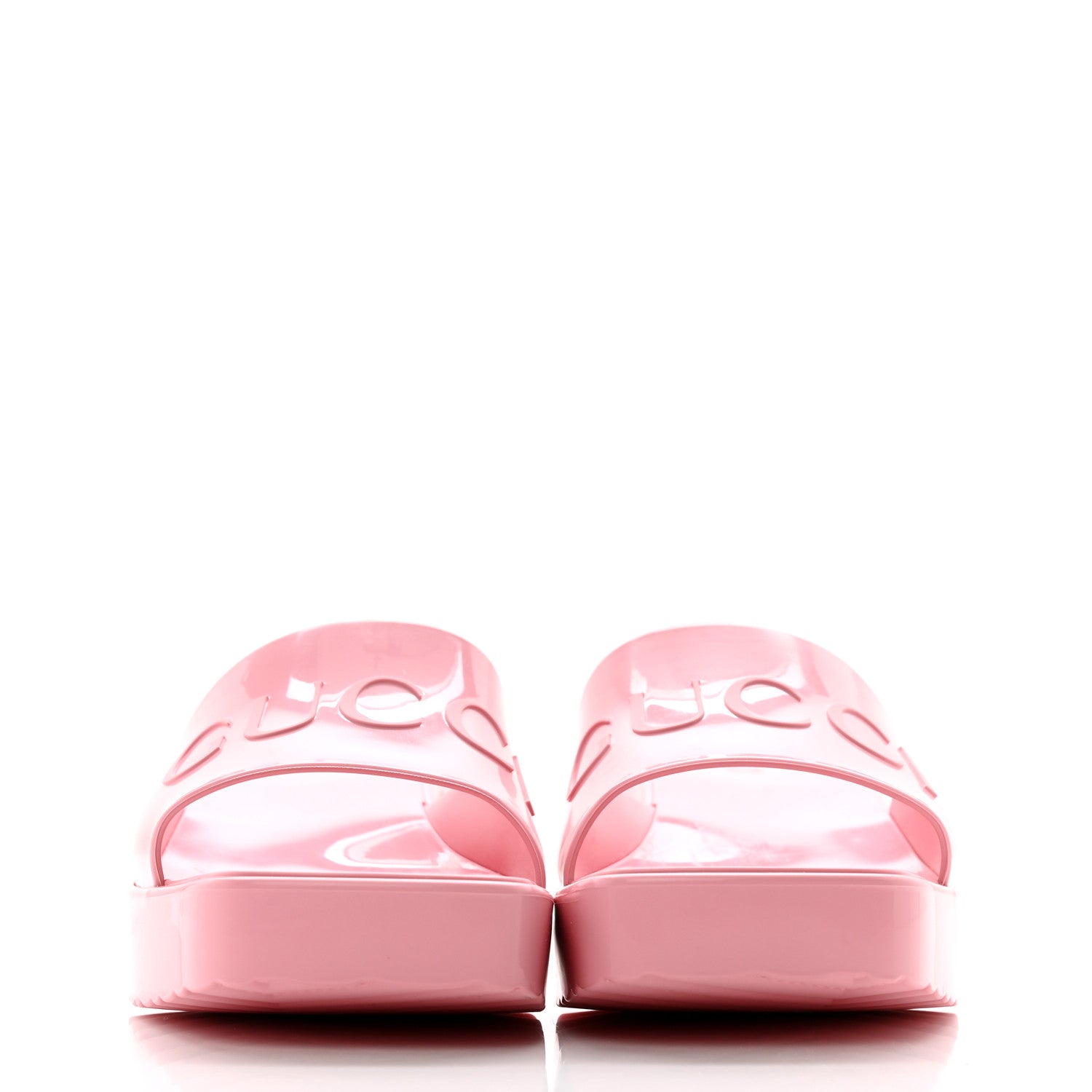 Gucci Rubber Gucci Logo Womens Platform 20/60mm Slide Sandals 36 Wild Rose 2 of 9