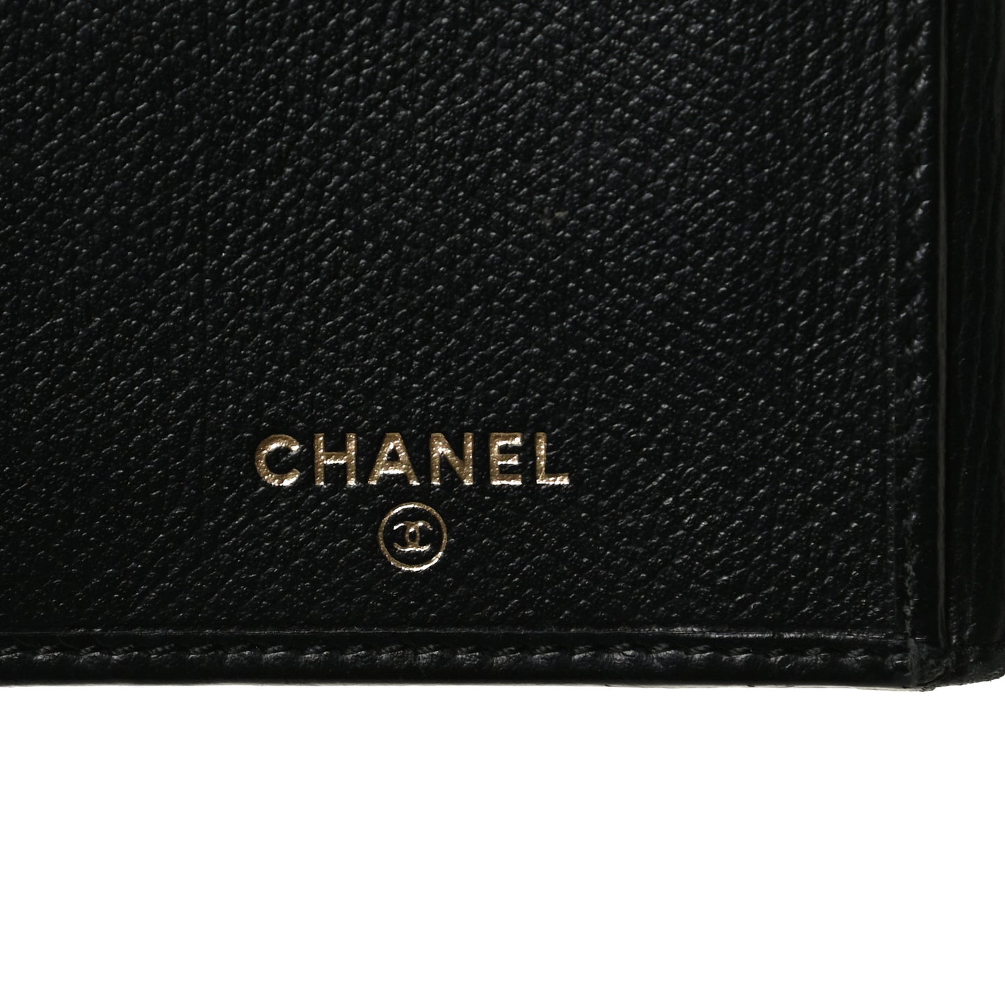 Grained Calfskin CC Button Long Wallet Black
