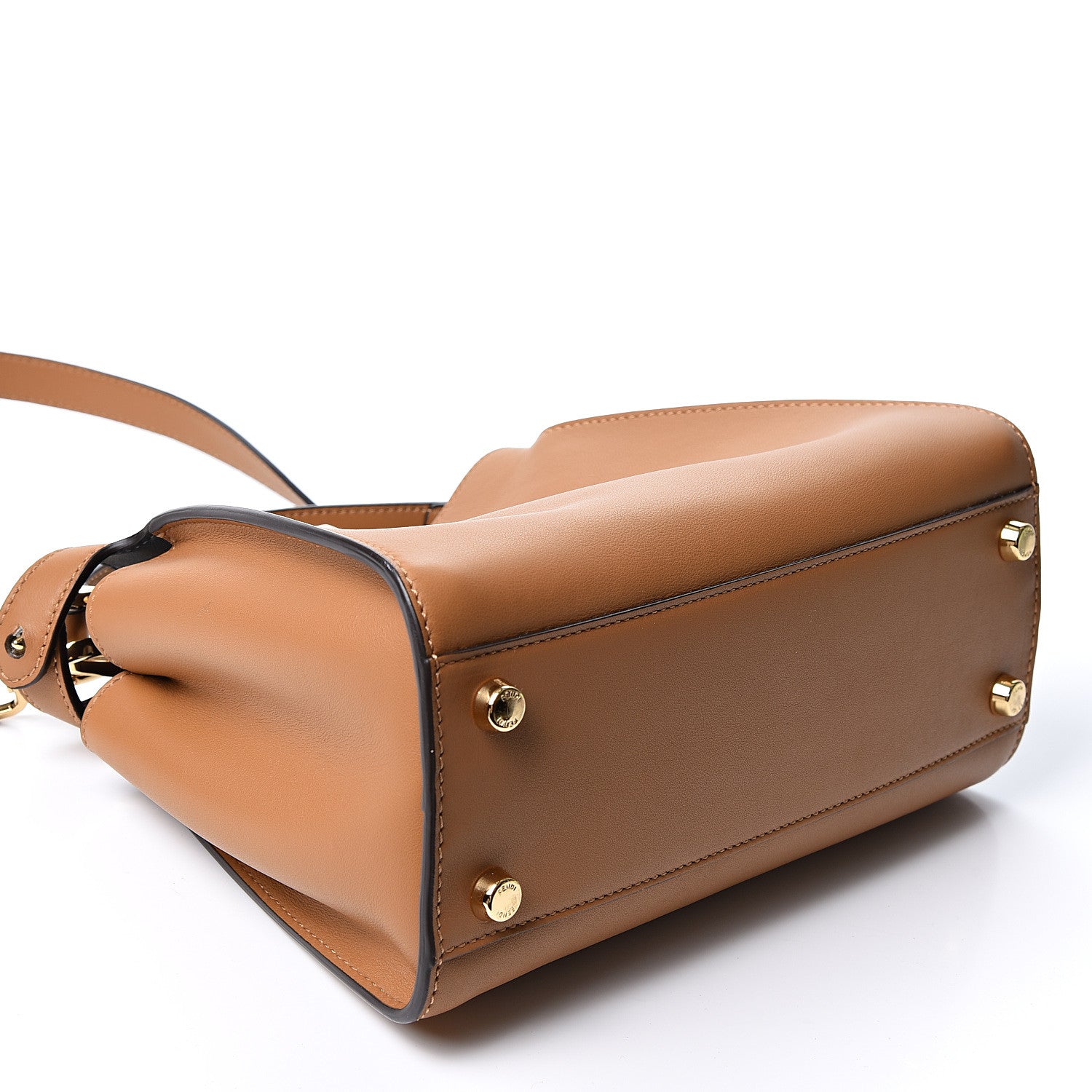 Fendi Vitello Tahiti Burro Bi-Color Medium Peekaboo Iconic Essentially Satchel Nocciola Asfalto Cast 3 of 9