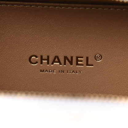 Chanel Lambskin Quilted Golden Plate Vanity Case White Gold 5 of 9