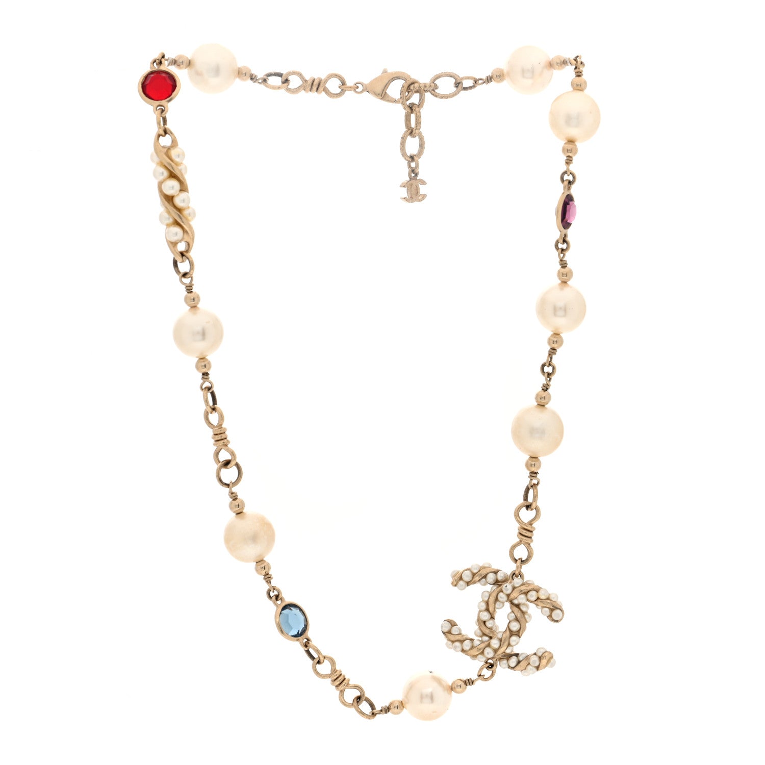 Chanel Crystal Pearl CC Choker Necklace Gold Multicolor 3 of 5
